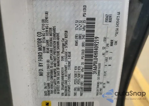 2017 Ford Fusion Se Hybrid из США, поврежденный, VIN 3FA6P0LU4HR409219